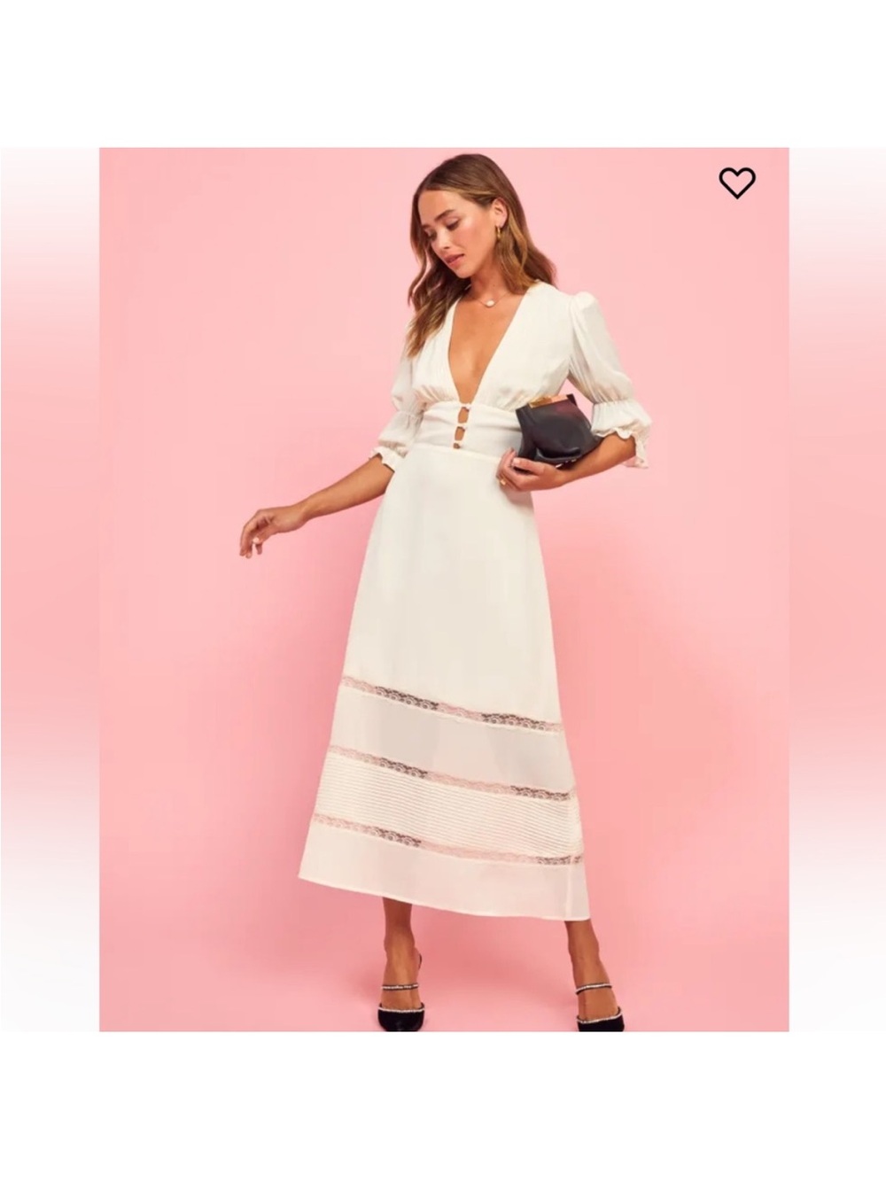 Reformation Ivory Ginny Midi Dress